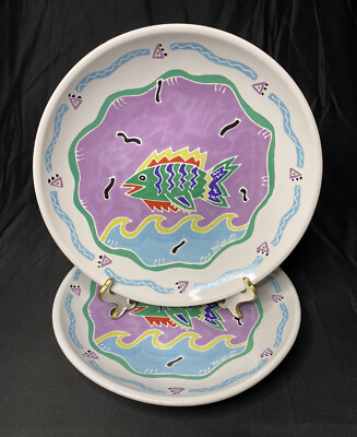 ジュディス ガイガー JUDITH  「Coris Fish」 Set of 2 Chaleur Judith Geiger 1987 Fish Dinner Plates 10-1/2” | eBay