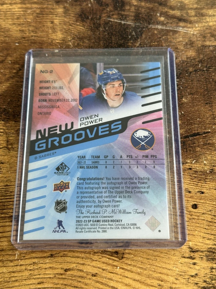2022-23 Upper Deck SP Game Used SP RC New Grooves Auto #NG-2 Owen Power - Image 2 of 2