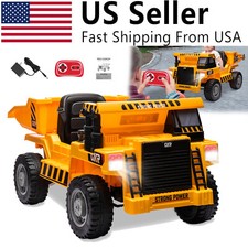 12V Battery Kids Ride On Dump Truck RC Construction Tractor w/ Electric Bucket