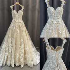 Champagne Beach Wedding Dress Lace Applique Sweetheart Aline Bohemian Bride Gown