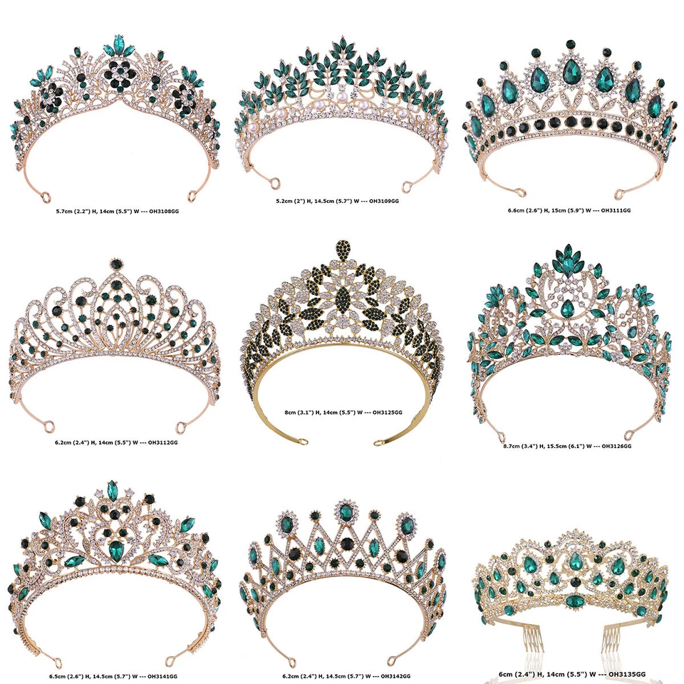 Grün Kristall Königin Prinzessin Hochzeit Braut Diadem Tiara Krone 11 Stile - Bild 2 von 4