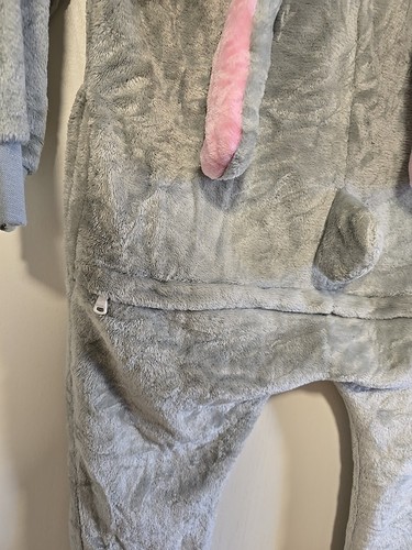 Gray Bunny Rabbit Halloween Costume Hooded Ears Cottontail Easy Potty Access - Picture 6 of 11