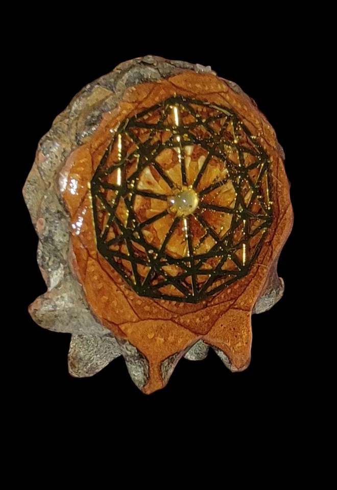  Perilla con calcomanía dorada y colgante de cámara espectrolite de 3 mm Foto 3 de 4