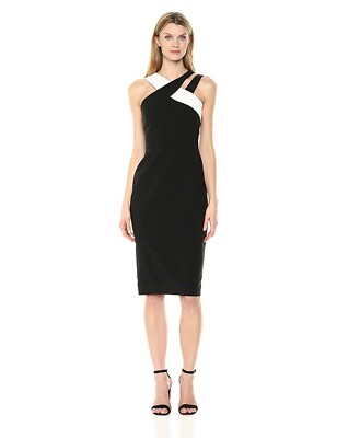 maggy london black white dress Donna Morgan for Maggy London Eleonora Black Midi Dress with White Acc –  Deja Nu Tx main image 0