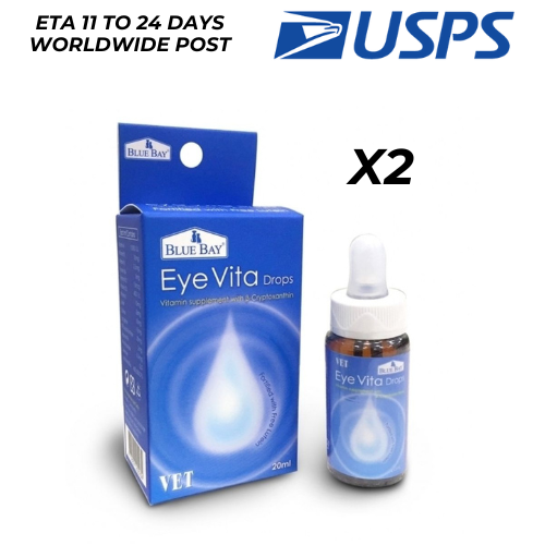 2x 20ml BLUE BAY Eye Vita Drops for Pet Tear Stain Removal & Eye Care
