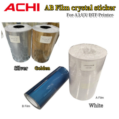 ACHI Gold Silver Clear Back AB Film Transfer Sticker for A3 UV DTF Printer