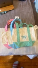 Trader Joe's Mini Pastel Canvas Tote Bag Set Of 3 SHIPS NOW