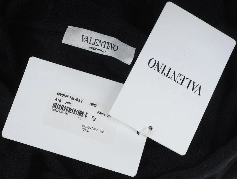 NUOVA GIACCA CON CAPPUCCIO UOMO VALENTINO NERO COTONE VLTN LOGO CON CERNIERA M MEDIUM