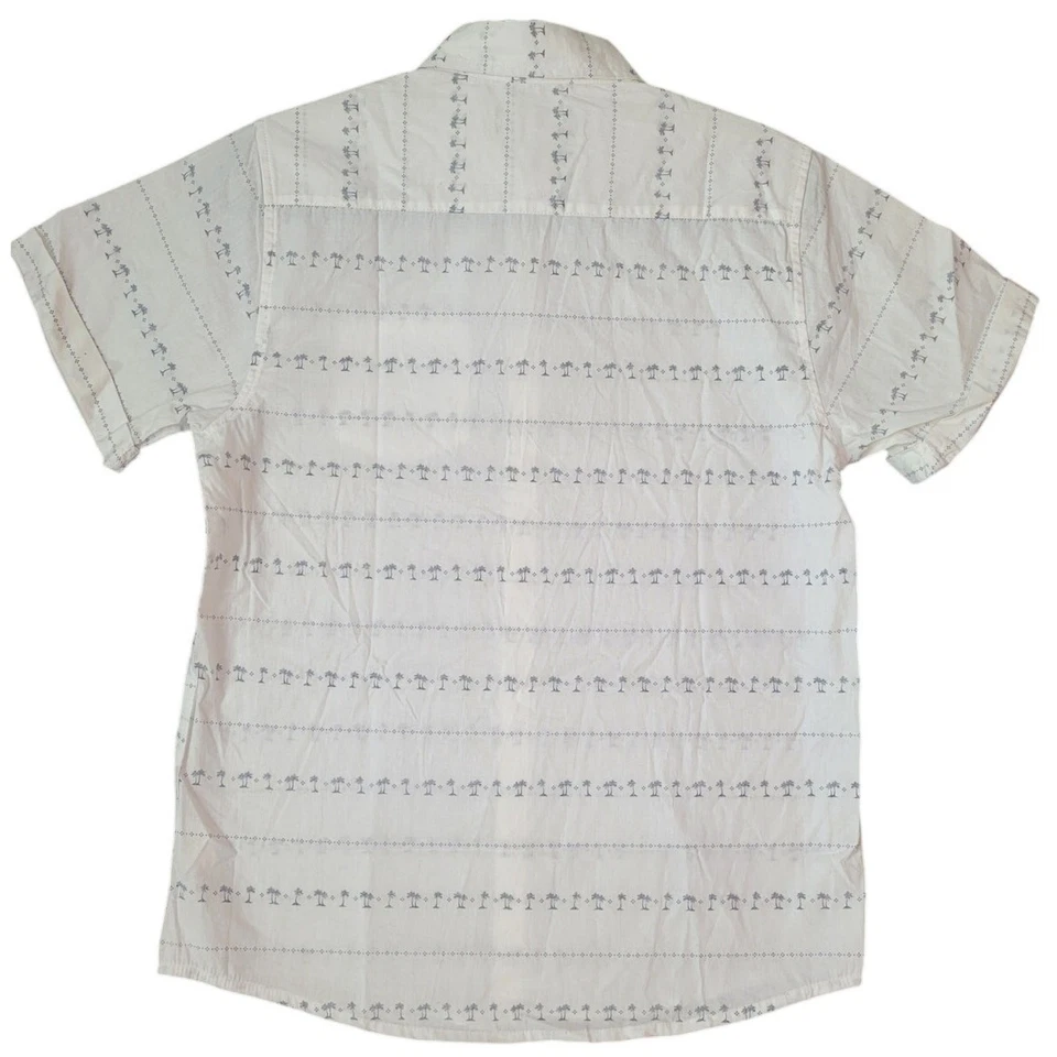 First Wave Boys XL 14/16 Palm Tree Button Down Shirt White Gray Casual Summer - Image 2 of 4