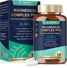25-in-1 Magnesium Complex w/ B Complex,D3&K2-Complejo de Magnesio con B Complejo