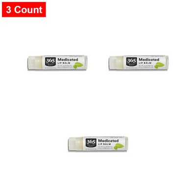 365 By WFM, Medicated Lip Balm, Relief For Dry Chapped-0.15 Ounce-3 Count