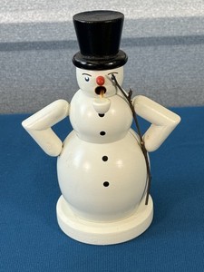 VTG German Erzgebirge Wooden Snowman Incense Smoker Germany