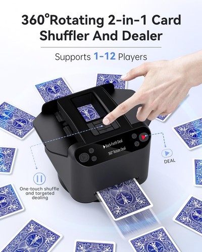 XPAW Automatischer Kartenmischer und Händler 2-in-1, 2 Deck 360° Drehbar Dealing... - Bild 2 von 6