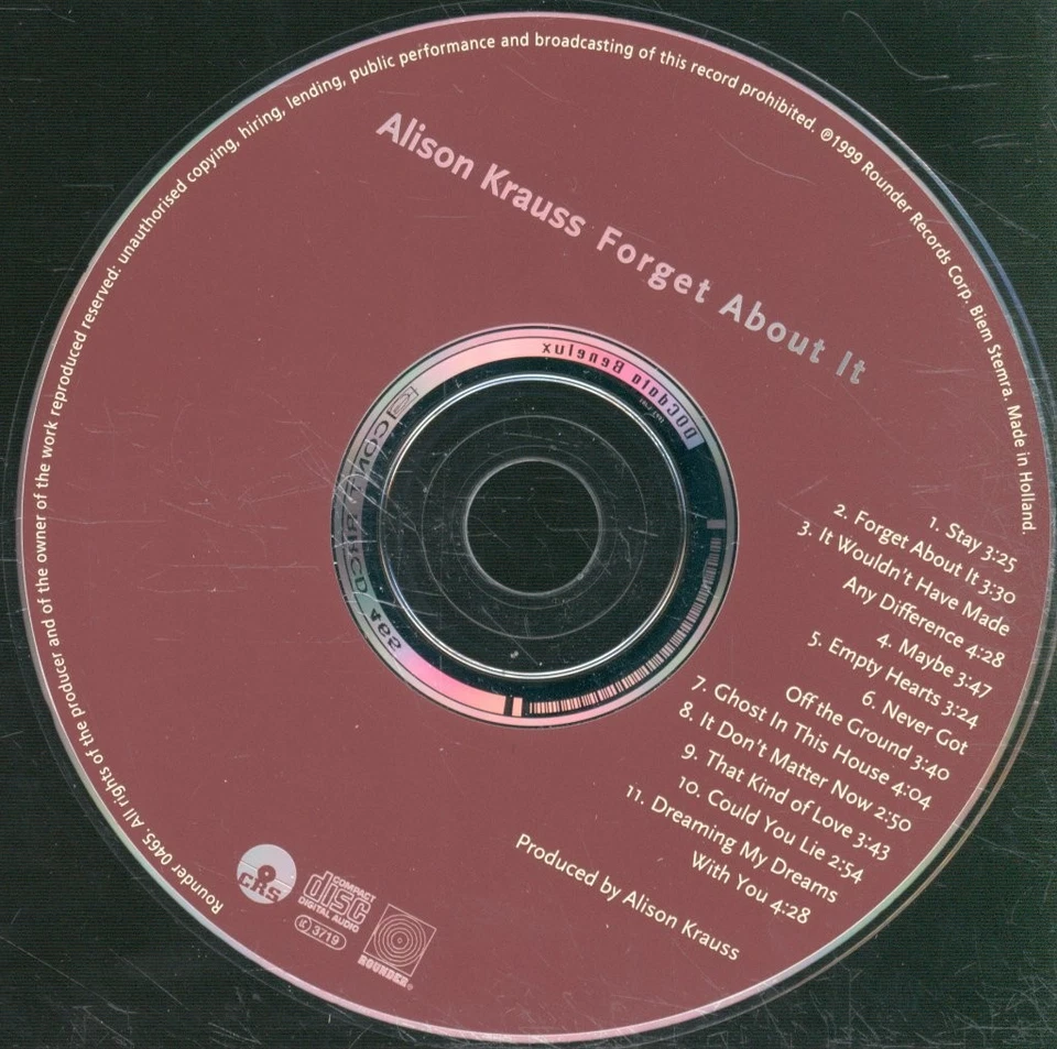 Alison Krauss Forget About It CD Europa Rounder 1999 CD DOC Daten Benelux - Bild 3 von 3