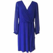 Lauren Ralph Lauren NWT Women’s Size 14 Blue Blouson Faux Wrap Layered Dress