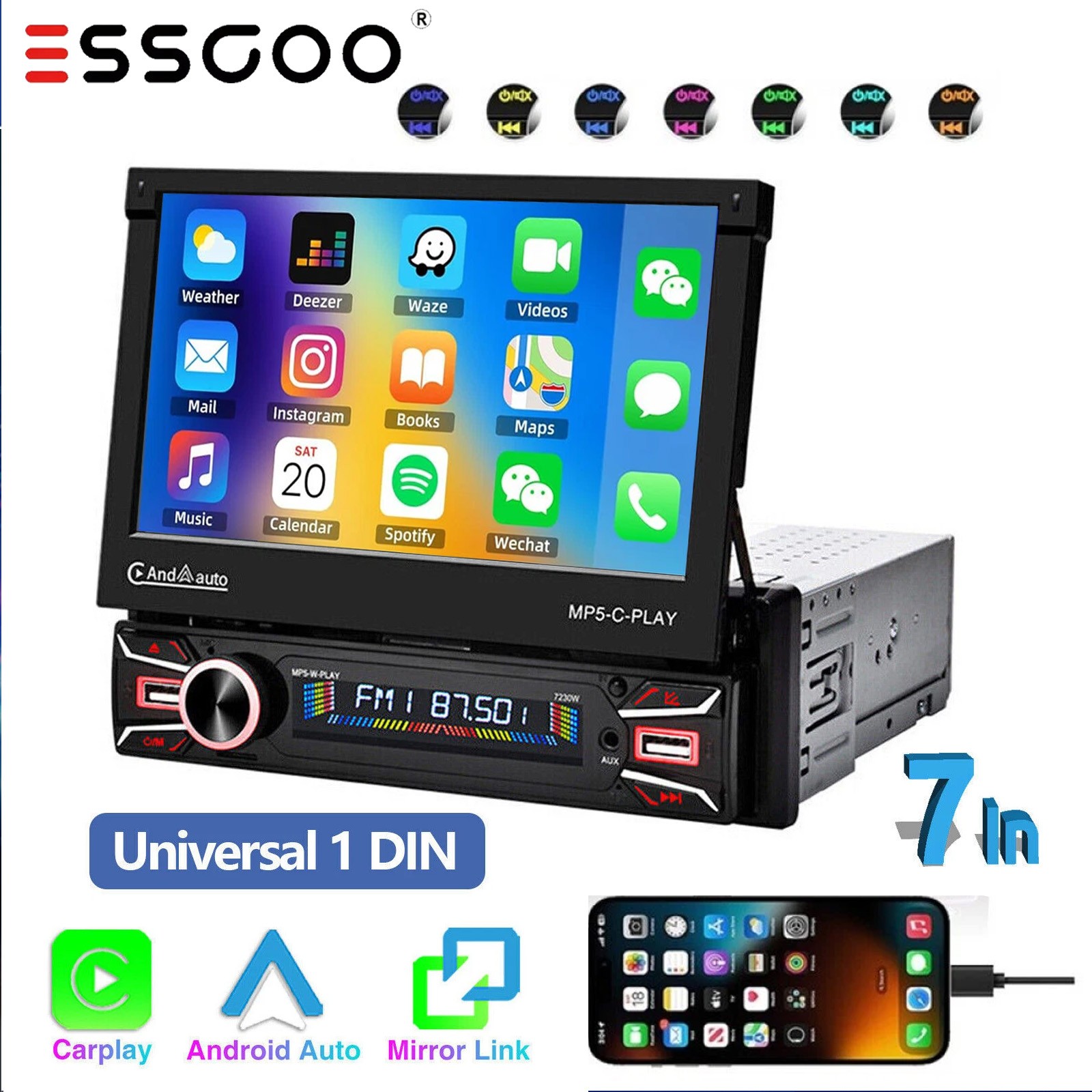 Radio Flip Out Touch Screen Bluetooth Mp5 Player Usb