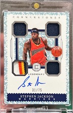 2017-18 Cornerstones Stephen Jackson Legendary Quad Patch Jersey Auto /75