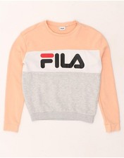 FILA Womens Graphic Sweatshirt Jumper UK 6 XS Multicoloured Colourblock EG13