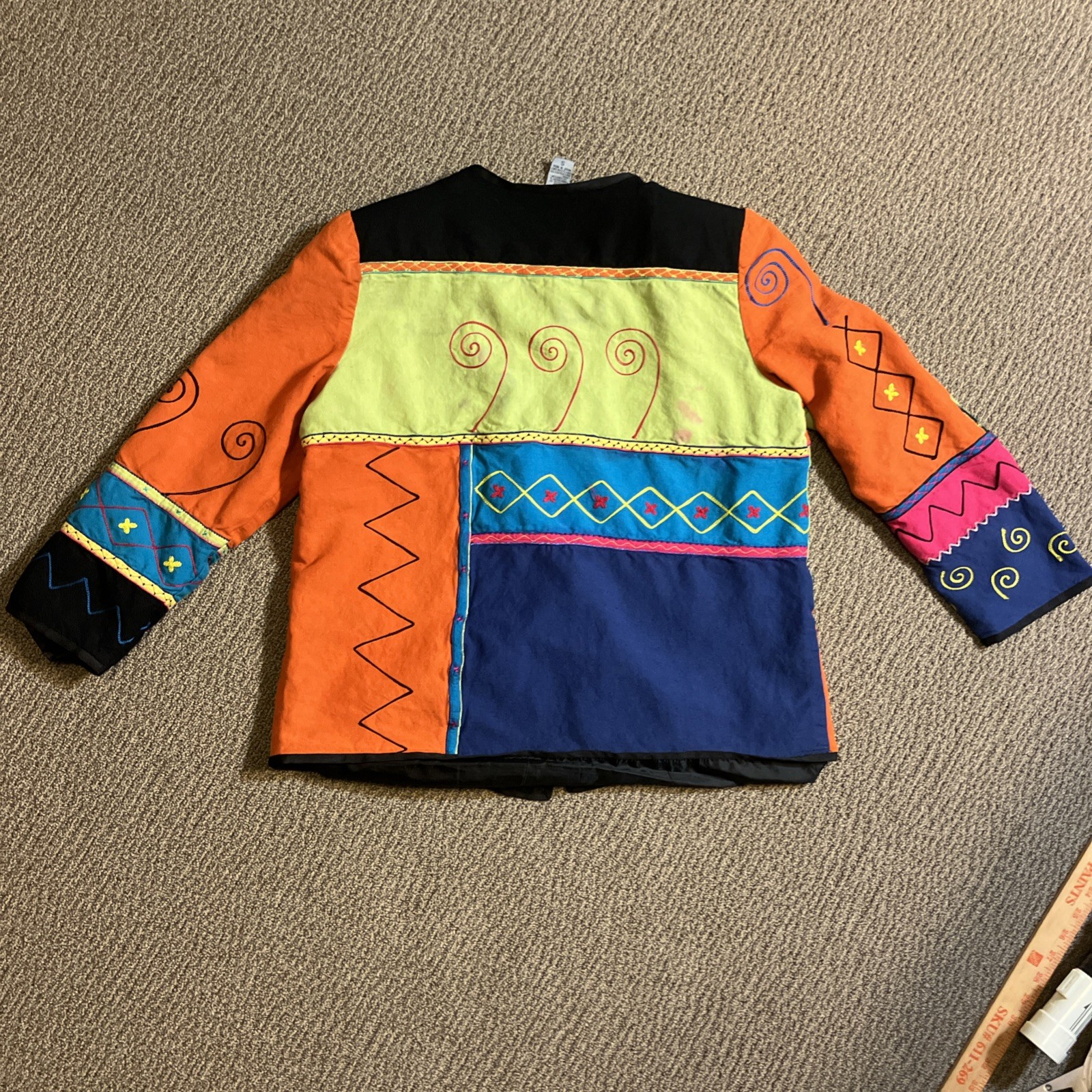 Indigo Moon Patchwork Embroidered Size Small Line… - image 9