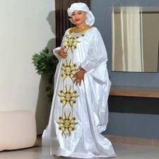 African Dashiki Maxi Dress Oversize Abaya Kaftan Embroidery Moroccan Scarf Gown