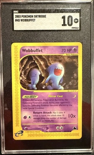 Wobbuffet #45 Skyridge Pokemon 2003 WOTC SGC 10 MINT Pop 2 Rare E-Reader