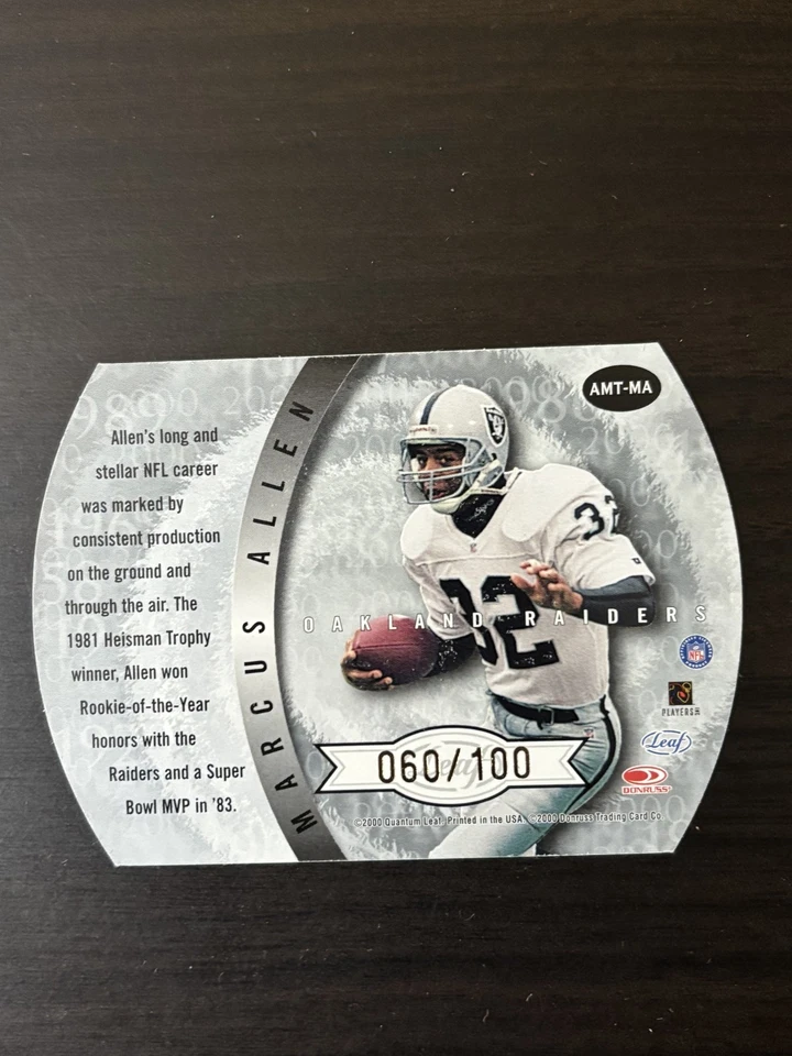 Marcus Allen 2000 Quantum Leaf SIGNATURE /100 All Millenium Team Autograph Auto - Image 2 of 2
