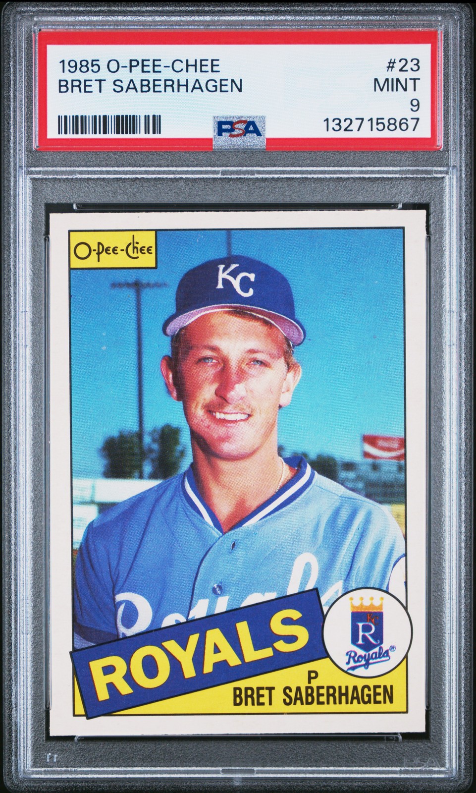 1985 O-PEE-CHEE #23 BRET SABERHAGEN PSA 9