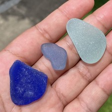 XXL SEAFOAM SEA GLASS BLUE COBALT CORNFLOWER RARE COLORS FROM PUERTO RICO