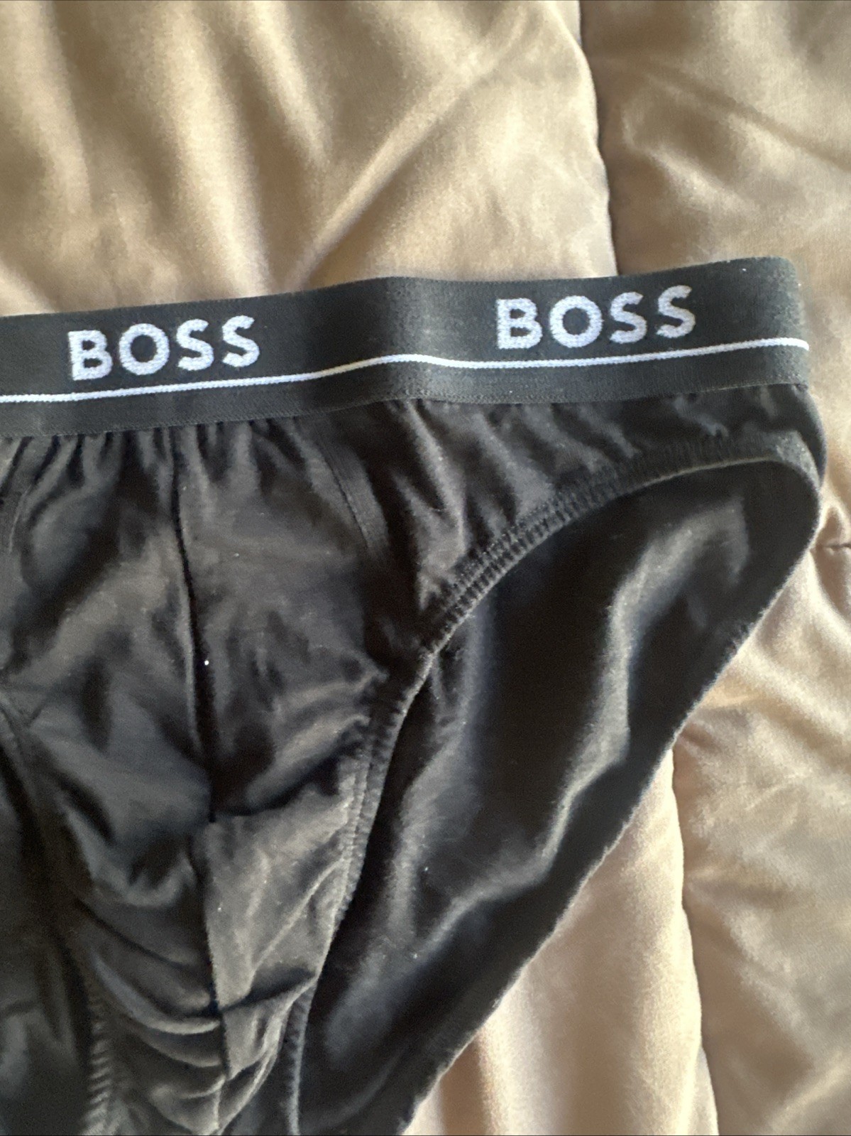 HUGO BOSS Mens Black White Cotton Hip Brief Underwear sz L Brand New thumbnail 4
