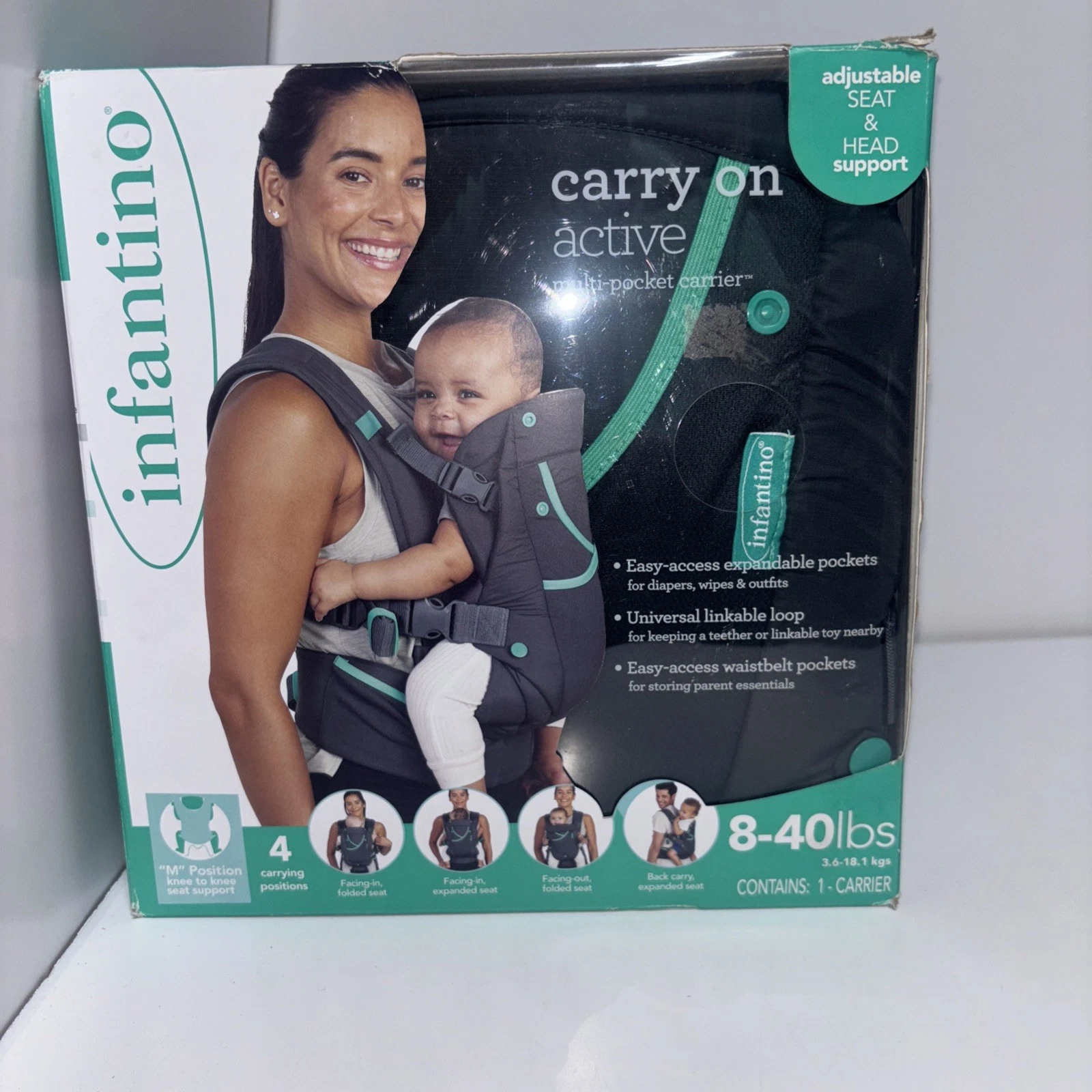 INFANTINO-Carry On Active Carrier, Multi-pocket, 8-40 lbs 4 Carrying Positions