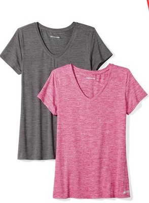 Amazon Essentials Damen Active Quick Dry Tech Stretch Kurzarm V-Ausschnitt Gym 
