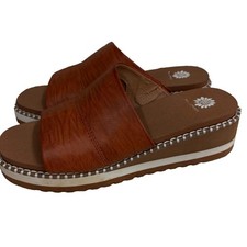 Yellow Box Ayama Tan Wedge Slide Sandal Women's size 9.5