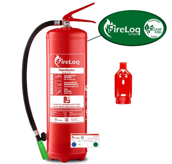 Fireloq® 9L Fluorfrei WasserlöScher 13A 4LE Mit PrüFnachweis Und Wandhalter-image