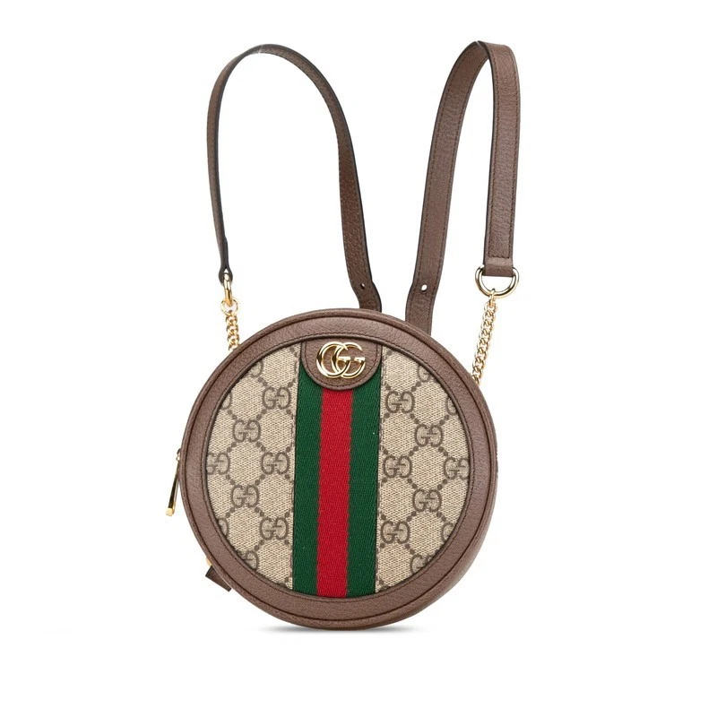 Sac à dos Gucci GG Supreme Ophidia beige marron toile PVC cuir occasion