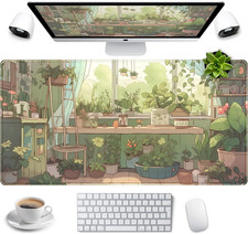 Cute Desk Mat Green Plants Gaming Mouse Pad XXL Large Extended Sage Laptop Keybo