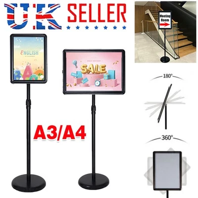 A3/A4 Poster Stand Floor Standing Sign Holder Frame Adjustable Retail Display UK