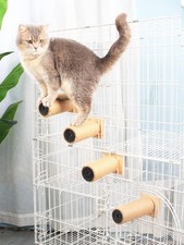 Cat Climbing Steps Scratching Tree Cage Shelf Wooden Ladder 4 Steps 6.3x2 Inch