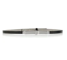 WHITE HOUSE | BLACK MARKET Slim Patent Leather Belt With Silver Bow Sz Small NWT