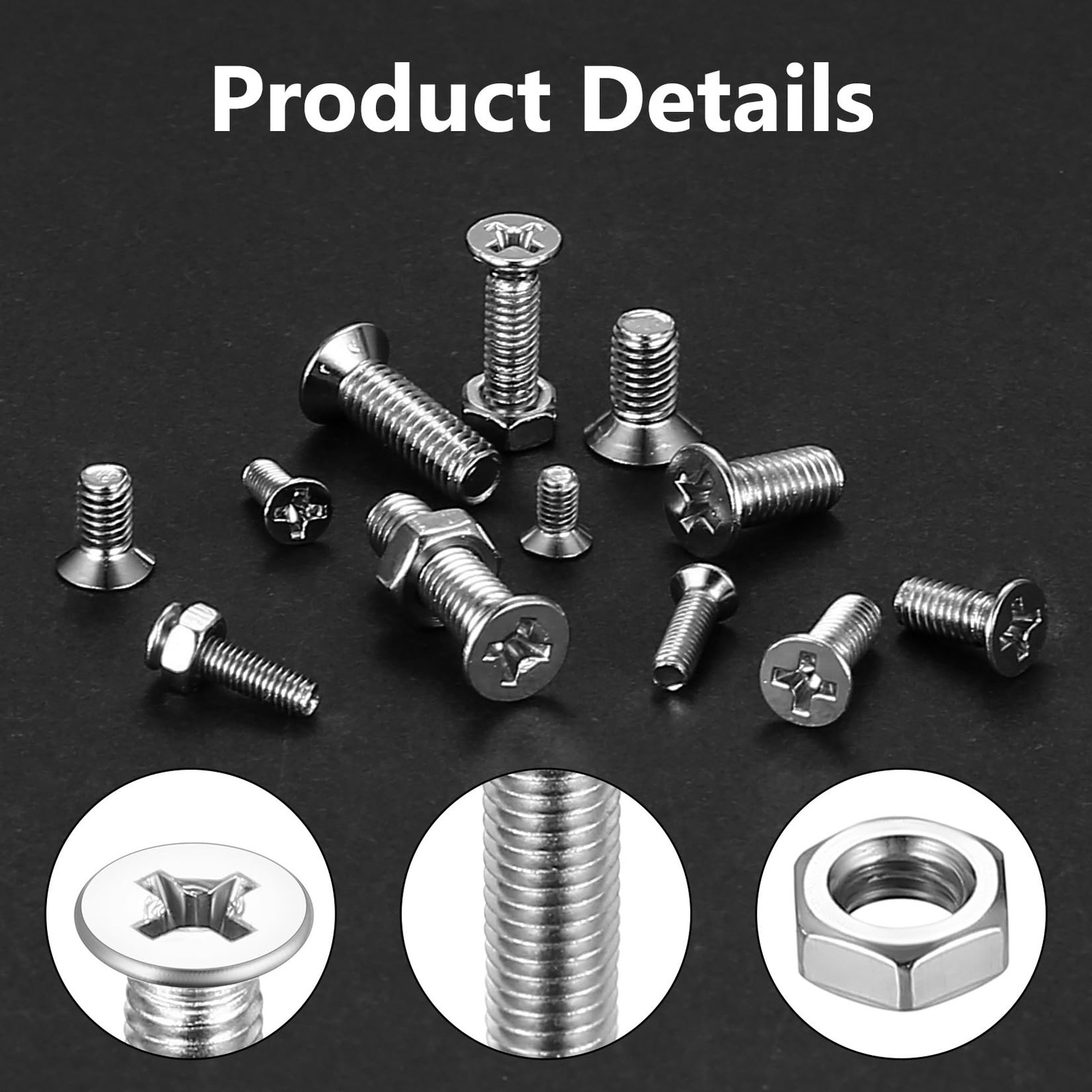 580 Pcs M3 M4 M5 Screws and Nuts Set, Countersunk Bolts and Nuts Assortment, ...