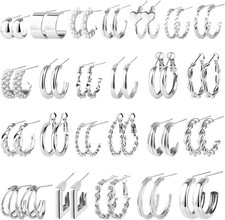 Gold Hoop Earrings Set for Women Hypoallergenic Trendy Lightweight Chunky Chain