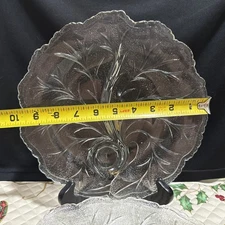 VTG Indiana Glass 10” Relish Plate Dish Divided Textured Pebble Leaf Tree Design