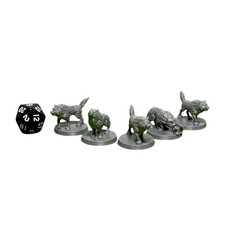 Wolf Pack (Set of 5), PLA Dungeons and Dragons DnD Miniatures D&D Mini