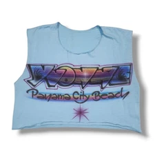 Vintage 70s Cropped Tee Blue Panama City Beach Air Brushed Women's S/M