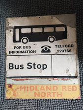 RARE VINTAGE MIDLAND RED NORTH METAL DOUBLE SIDED BUS STOP SIGN