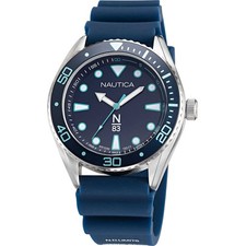 Mens Wristwatch NAUTICA FINN WORLD NAPFWS219 Silicone Blue Sub 50mt