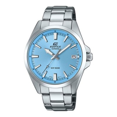 Casio Edifice men s wristwatch analog quartz stainless steel band blue blue dial