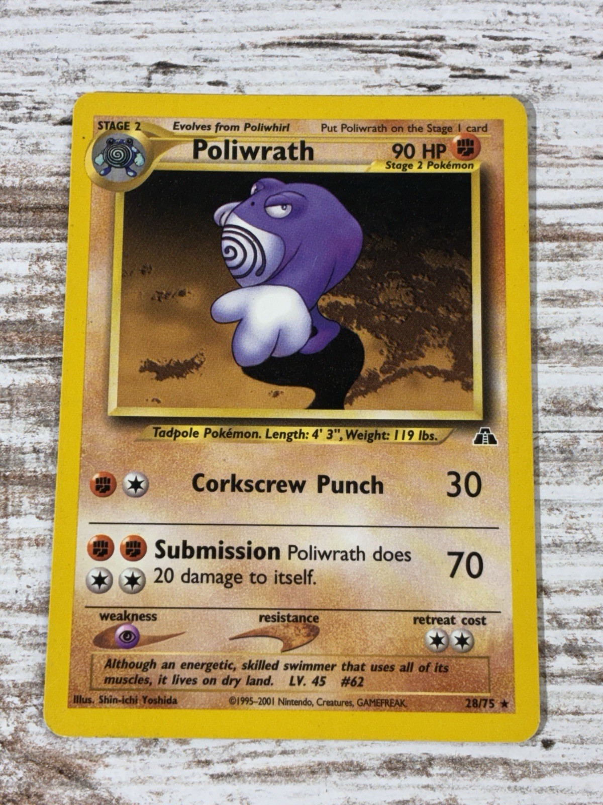 Poliwrath - 28/75 Pokemon Neo Discovery Unlimited Rare Vintage MP Moderate Play