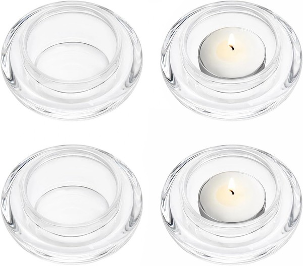 Teelichthalter Glas Set 4 StüCk Transparent Verdicktes Material Deko-image