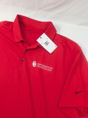 NWT XXL Nike Dri-Fit Oklahoma Sooners Information Technology IT Solid Red Polo