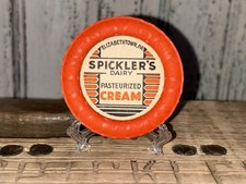 Spickler’s dairy Elizabethtown, PA Pasteurized Cream Milk Bottle Cap Spickler 